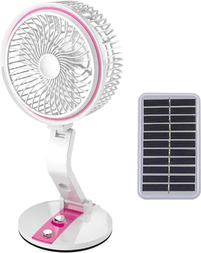 Miniatura 10 de Ventilador solar plegable para exteriores, carga USB, lámpara colgante de pared, dormitorio de estudiantes, oficina, ventiladores eléctricos, Dorado