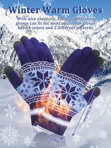 Miniatura 3 de 4 pares de guantes para pantalla táctil, guantes cálidos de invierno, guantes de punto gruesos para mujeres y adultos
