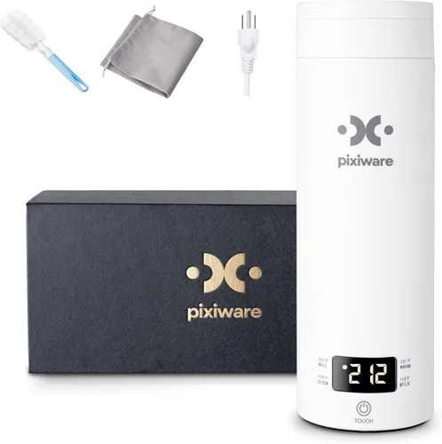 Miniatura 10 de Tapa elevadora para agua caliente sobre la marcha, 15.2 fl oz, pequeña tetera eléctrica portátil, 4 ajustes preestablecidos de temperatura Blanco