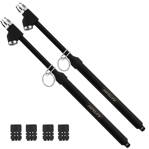 Miniatura 7 de SAFELIFE Medidor de presión de neumáticos de servicio pesado, medidor de presión de aire, mandriles de doble cabezal de pie recto, negro esmerilado