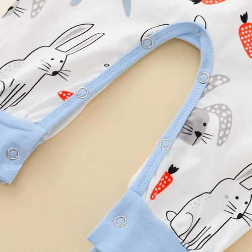 Miniatura 8 de Yowein Mameluco para bebé, recién nacida con sombrero de conejo, manga larga, cuello redondo, disfraz para bebe conejito