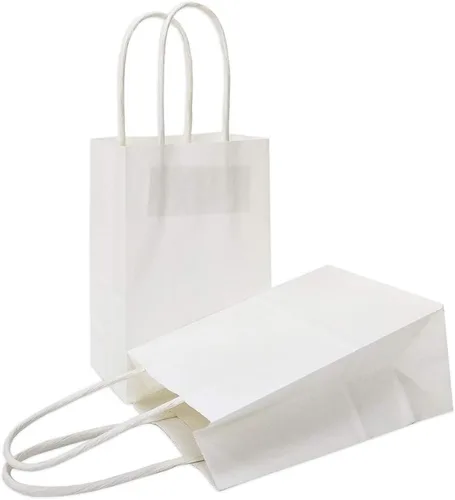 Miniatura 15 de AZOWA Bolsas de regalo mini de papel kraft con asas (Azul claro, 4x2.4x6, 25 piezas)