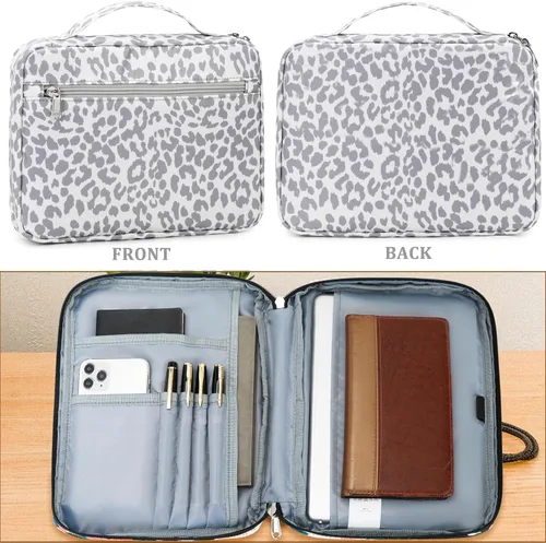 Miniatura 2 de JIANYA Funda para la Biblia para mujer, fundas de Biblia de leopardo para mujer, con asa y bolsillo con cremallera