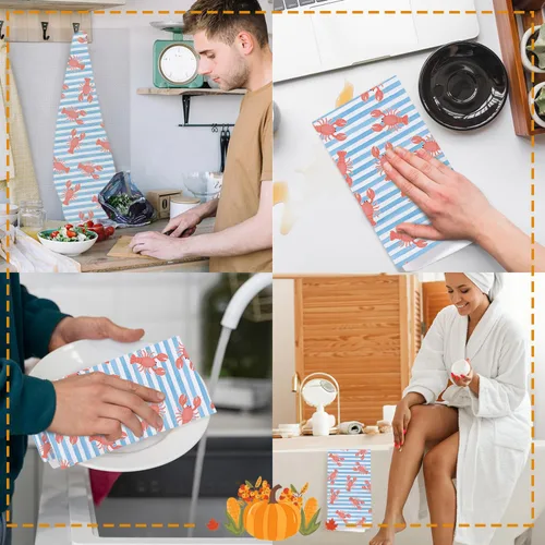 Miniatura 5 de SPBL&L Toallas de Cocina de Langosta - Decoración de Langosta, Toallas de Mano Náuticas para Baño, Toallas de Platos Costeras Náuticas de Playa