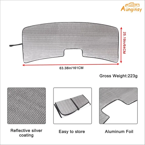 Miniatura 6 de Aunginsy Parasol para parabrisas delantero compatible con Toyota Tundra/Sequoia 2022-2024, parasol plegable reflectante para rayos UV y protección