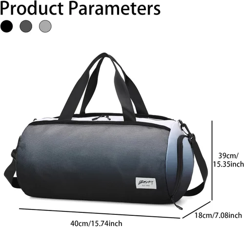 Miniatura 5 de BE SMART - Bolsa de gimnasio impermeable para hombre con compartimento para zapatos, bolsa de lona con bolsillo húmedo para hombres, bolsa deportiva