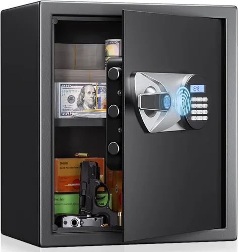 Miniatura 8 de BlackSmith Caja de Seguridad para el Hogar 1.2 Pies Cúbicos Caja de Seguridad Biométrica para Pistolas con Acceso Rápido a Huellas Dactilares, Caja