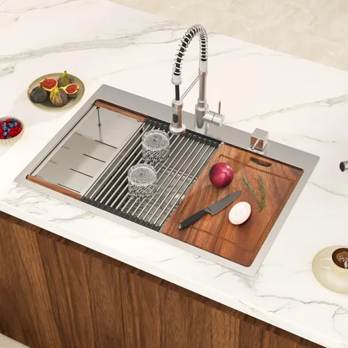 Miniatura 30 de Black Bar Sink Drop in 13x15 Inch Topmount Single Bowl Kitchen Sink Handmade T304 Stainless Steel Wet Bar Sink Outdoor RV Handmade Small Prep Sink