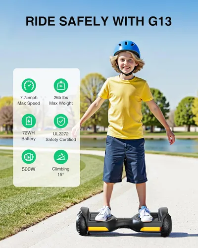 Miniatura 3 de Gyroor Scooter con accesorio de asiento ajustable, scooter de equilibrio automático todo terreno de 6.5 pulgadas, luces LED y Bluetooth para niños