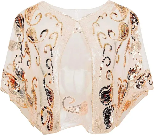 Miniatura 6 de Specell 1920s Shawls and Wraps for Evening Dresses,Wedding Shawl,Handmade Sequin Beaded Evening Shawl Bridal Wrap 25