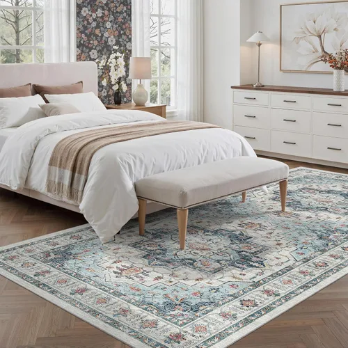Miniatura 628 de Madane Tapete lavable de 2 x 10 pies para pasillo, cocina, recibidor, clásico, suave, antideslizante para interiores, casa de campo, baño, sala