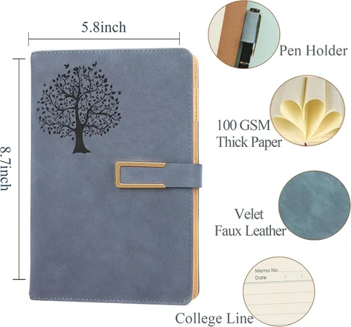 Miniatura 5 de Fanery sue Tree of Life - Diario de escritura recargable para mujeres y hombres, cuaderno de tapa dura de piel sintética, A5, rayado universitario