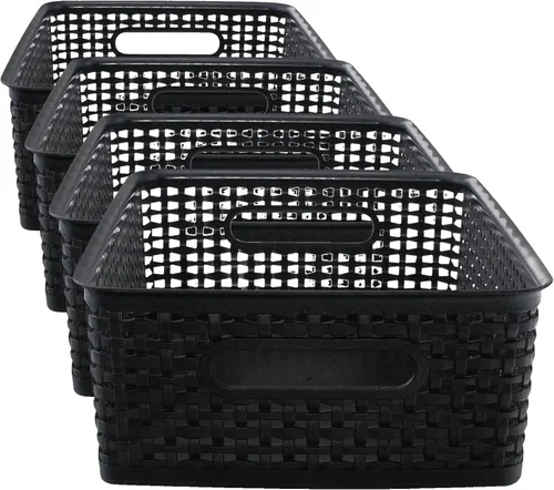 Miniatura 7 de Advantus 40326 Contenedores de tejido, 9 7/8 x 7 3/8 x 4, plástico, negro, 3 contenedores