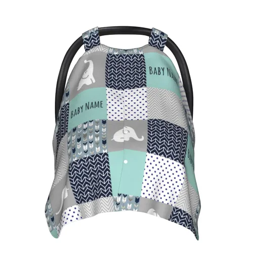 Toldo personalizado para asiento de automóvil con diseño de elefante para bebés con nombre, fundas de asiento de automóvil personalizadas para niños