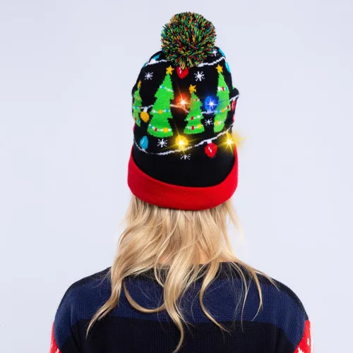 Miniatura 8 de JOYIN Gorro de punto con luz de Navidad, suéter feo de Navidad, gorro LED con 6 modos intermitentes, divertido gorro para mujeres y hombres