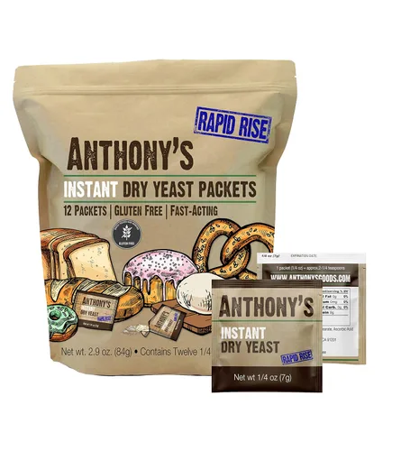 Miniatura 8 de Paquetes de levadura seca activa de Anthony, contiene 42 paquetes individuales, sin gluten