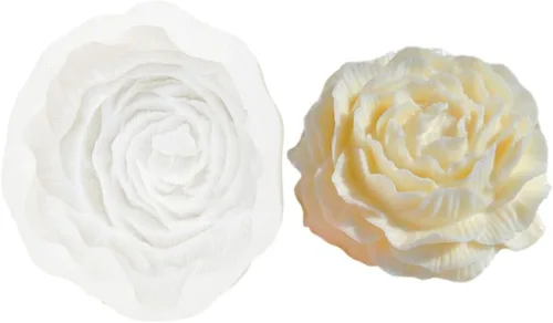 Miniatura 7 de Paquete de 2 moldes de silicona de peonía de 3.5 pulgadas y 6.7 pulgadas, molde de vela de flores de gran tamaño, cera de soja de jabón, accesorio