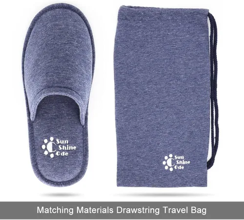 Miniatura 3 de Sunshine Code Pantuflas lavables de algodón de espuma viscoelástica con bolsa de viaje a juego para el hogar, hotel, spa, dormitorio