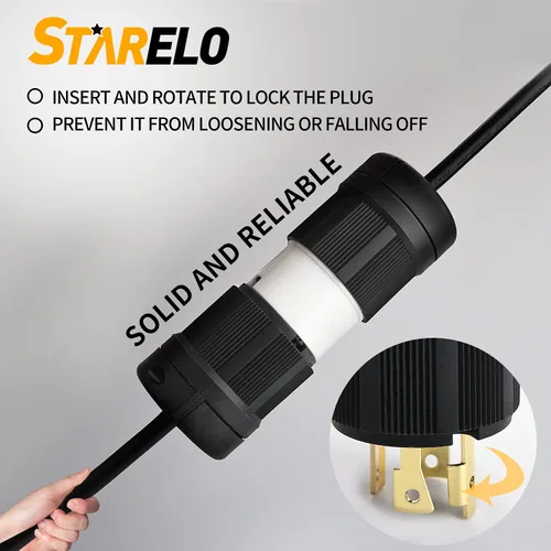 Miniatura 4 de STARELO Enchufe de bloqueo de 30 amperios/conector para grupo electrógeno, NEMA L14-30P y L14-30C, 125/250V 3 polos 4 cables con conexión a tierra