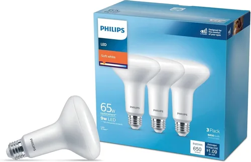 Miniatura 9 de PHILIPS LED Paquete de 4 bombillas BR30 de 100 W, color blanco suave (2700 K) 1400 lúmenes (15 W = 100 W) regulables esmeriladas sin parpadeo