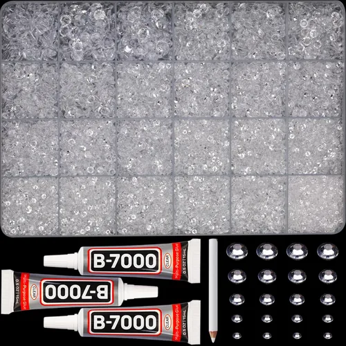 Miniatura 18 de 11000 piezas de diamantes de imitación con parte trasera plana de 2/3/4/5 mm en negro con pegamento para bordado, ropa, manualidades, zapatos, arte