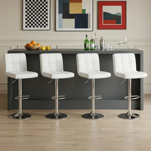Miniatura 12 de DUMOS Juego de 4 Taburetes de Bar, Taburetes de Bar de Altura de Mostrador de 24 Pulgadas, Taburetes Modernos de Cocina Tapizados con Base de Metal