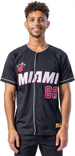 Miniatura 13 de Ultra Game Camiseta de béisbol oficial de la NBA con botones y botones para hombre Negro 23