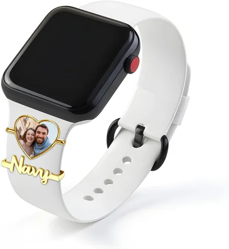 Miniatura 7 de ubmpj Dijes de banda de reloj personalizados para reloj inteligente, cerraduras de banda mágica personalizadas con nombre y foto para mujeres