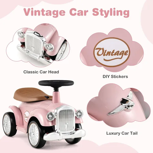 Miniatura 5 de Costzon Coche de Paseo con Empuje para Niños Pequeños, Coche Clásico para Niños con Piso Deslizante de Pie a Piso con Volante, Claxon