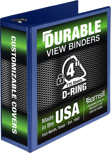 Miniatura 38 de Samsill Carpeta duradera de 1.5 pulgadas, fabricada en los Estados Unidos, carpeta de anillos en D, carpeta transparente personalizable, color rojo