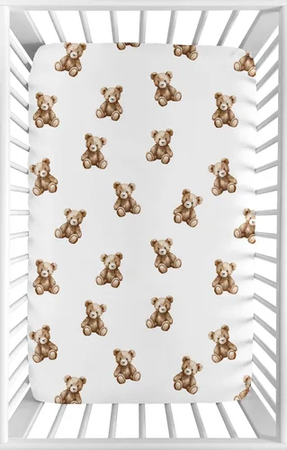 Miniatura 13 de Sábana bajera ajustable para cuna de árbol triangular en blanco y negro para Bear Mountain Colección de acuarela por Sweet Jojo Designs Árbol Geo