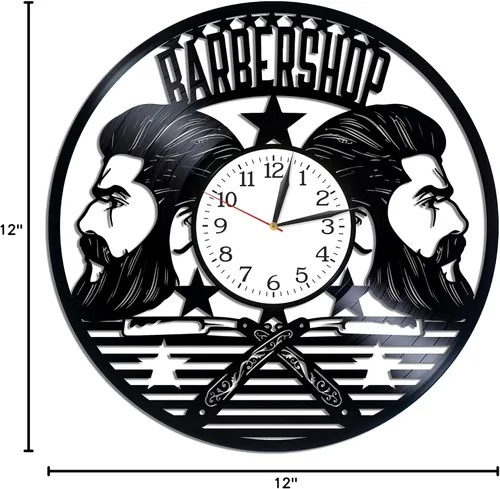 Miniatura 3 de Barbershop Wall Art Regalo de cumpleaños para hombre Lp vinilo retro reloj de pared exclusivo regalo de barbería idea de regalo de Navidad para él