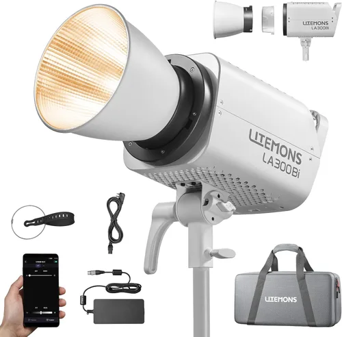 Godox LA300Bi COB LED luz de video con bolsa de transporte 330W bicolor 2800K-6500K 127000Lux @3.3 ft 11FX efecto Bowens montaje luz continua