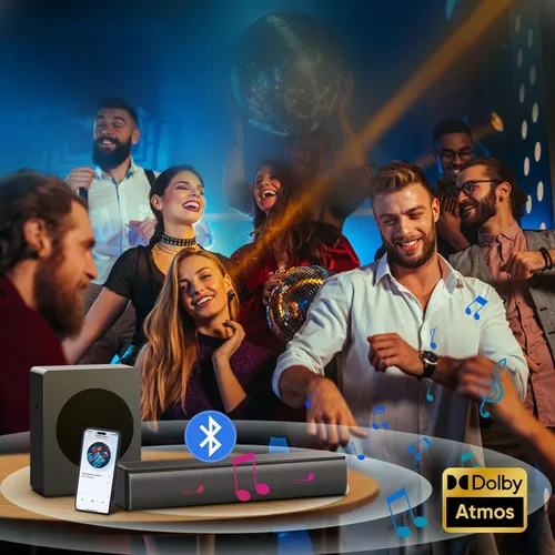 Miniatura 7 de GEOYEAO Barra de sonido con subwoofer, barra de sonido de 200 W y 2.1 canales con sistema de sonido envolvente Dolby Atmos para Smart TV/Proyector/PC