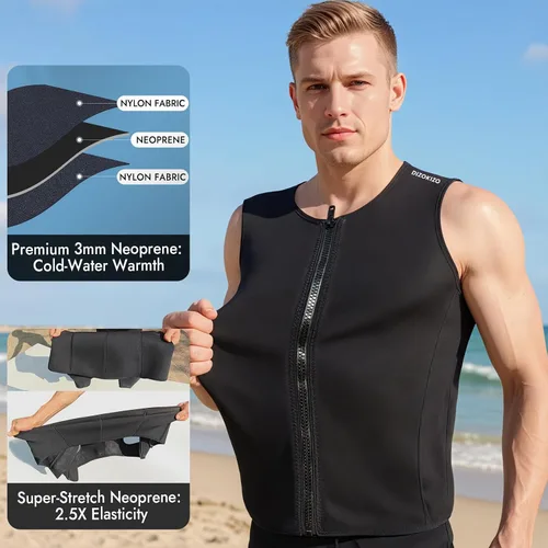 Miniatura 2 de Chaleco de neopreno para hombres y mujeres, con cremallera frontal de 0.118 pulgadas, de neopreno, para buceo, kayak, surf, natación