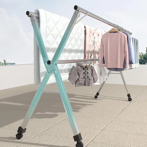 Miniatura 2 de Outdoor Retractable Clothes Drying Rack Stainless Steel Adjustable Laundry Rack Space Saving and Foldable Garment Rack for Indoor and Outdoor Use