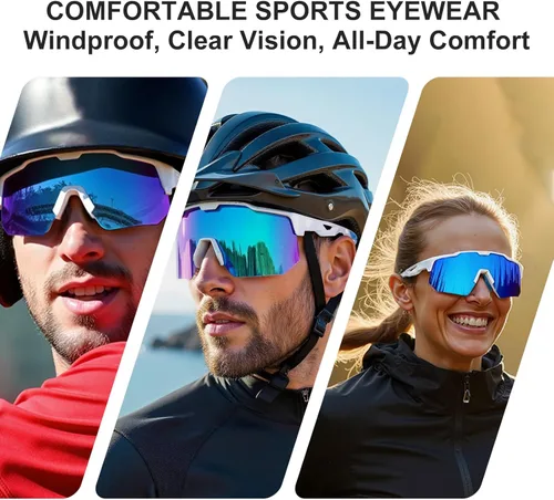 Miniatura 4 de HAAYOT Gafas de sol deportivas polarizadas para hombres y mujeres, jóvenes, béisbol, ciclismo, correr, softbol, ciclismo, 5 lentes Naranja bermellón