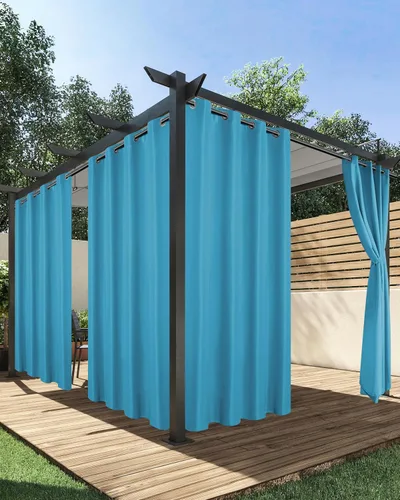 Miniatura 23 de HolidayIdeas Cortinas impermeables para patio, 4 paneles, 54 x 84 pulgadas, protección de privacidad y filtrado de luz, cortinas exteriores con Negro