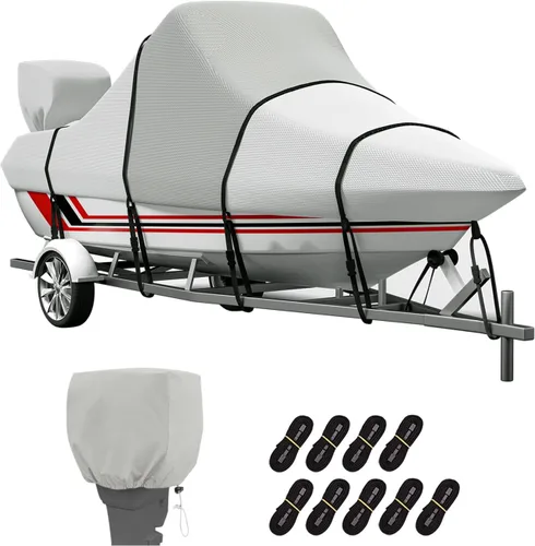 Miniatura 12 de VINPATIO Cubierta de motor fuera de borda, capó de motor de poliéster 600D impermeable para motores de barco de hasta 10 HP, tela teñida