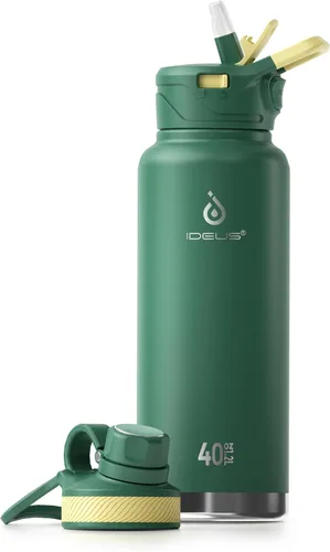 Miniatura 21 de IDEUS Botella de agua aislada de 12 onzas, botella de agua aislada de acero inoxidable para la escuela, botellas aisladas con pajitas a prueba