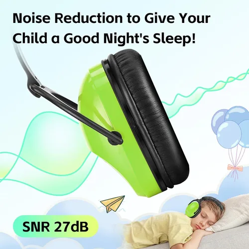 Miniatura 3 de 2 Pack HZ015 Orejeras de protección para niños, orejeras de seguridad duraderas con cancelación de ruido, verde+verde