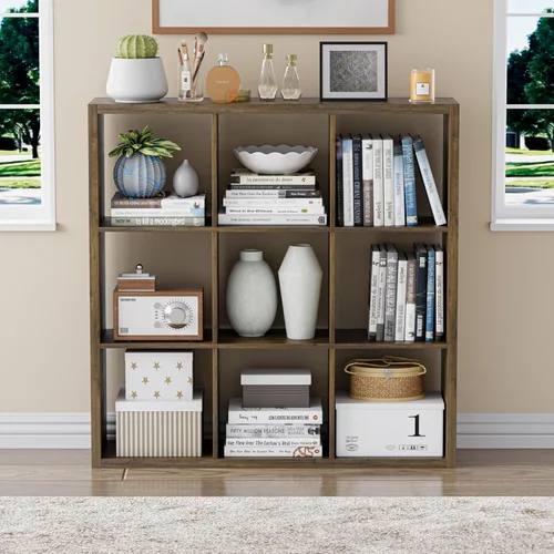 Miniatura 13 de VDNEND Organizador de Almacenamiento en Cubos Estantería, Estante Cúbico Decorativo de 11 pulgadas con Respaldo Abierto y Borde Engrosado, Marrón