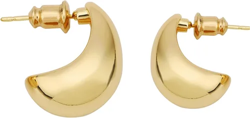 Miniatura 2 de 14K Gold Plated Chunky Gold Hoop Drop Earrings Small Thick Waterdrop Hoops Post Dome Huggie Earrings Hypoallergenic Trendy Jewelry for Women