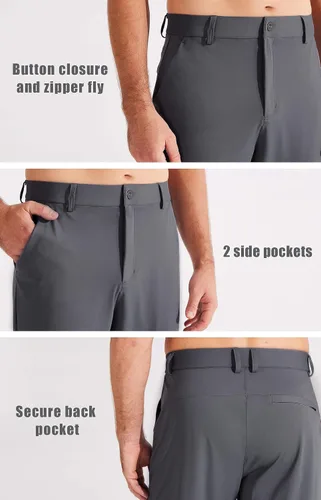 Miniatura 3 de Libin Pantalones deportivos de golf elásticos en 4 direcciones con bolsillos, pantalones de vestir ajustados para trabajo, pantalones deportivos