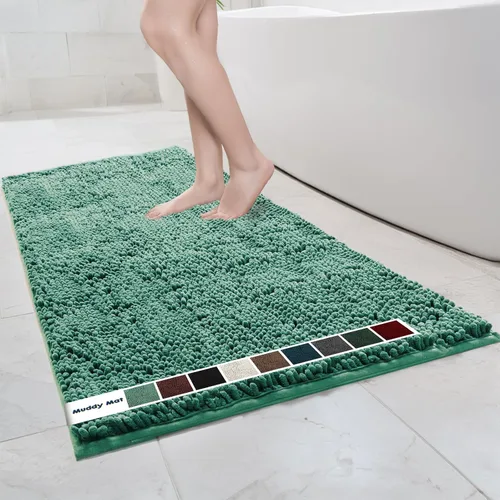 Miniatura 43 de Muddy Mat Alfombras de Baño de Chenilla de Microfibra de Secado Rápido Antideslizantes Lavables, Extra Gruesas, Suaves y Altamente Absorbentes Gris