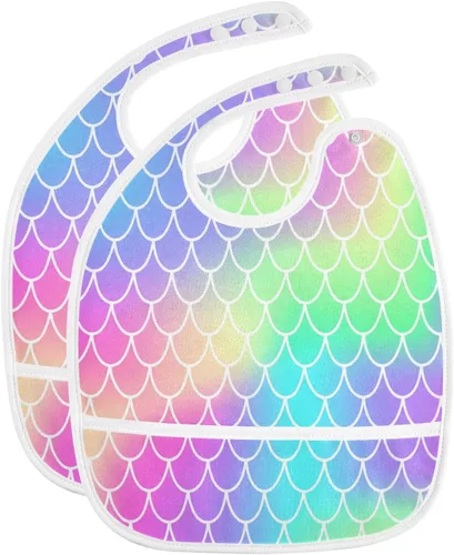Miniatura 17 de MCHIVER Baberos de bebé para bebé niño y niña, delantal de alimentación impermeable, babero de algodón para comer alimentos, 2 paquetes