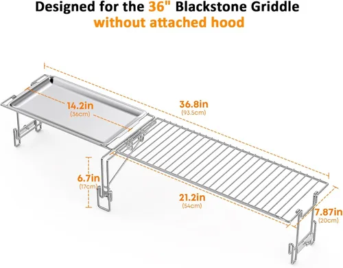 Miniatura 7 de Stanbroil Rejilla de Calentamiento y Bandeja para Plancha Blackstone de 36", Parrilla de Cocción Plegable Accesorios de BBQ Compatibles con Plancha