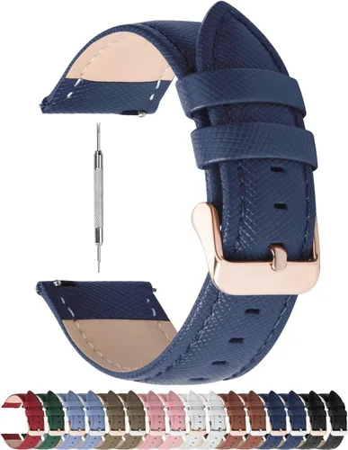 Fullmosa Cross - Correa de repuesto de reloj de pulsera en cuero auténtico para hombres y mujeres, 0.551 in, 0.630 in, 0.709 in, 0.787 in, 0.866 in,