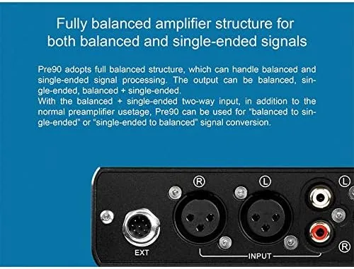 Miniatura 5 de Topping Pre90 Preamplificador y Ext90 Extensor de entrada de audio de alta resolución Módulos NFCA 2RCA 4XLR Combinación (negro, Pre90)