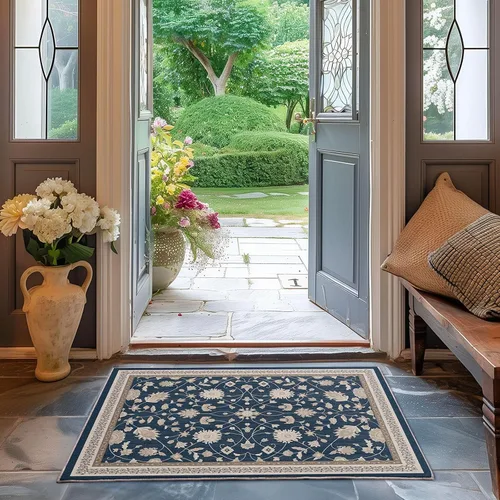 Miniatura 32 de EVERGRACE Alfombras de área para entrada, 2 x 3, de lana sintética, estilo bohemio, floral, para interiores y exteriores, alfombras pequeñas